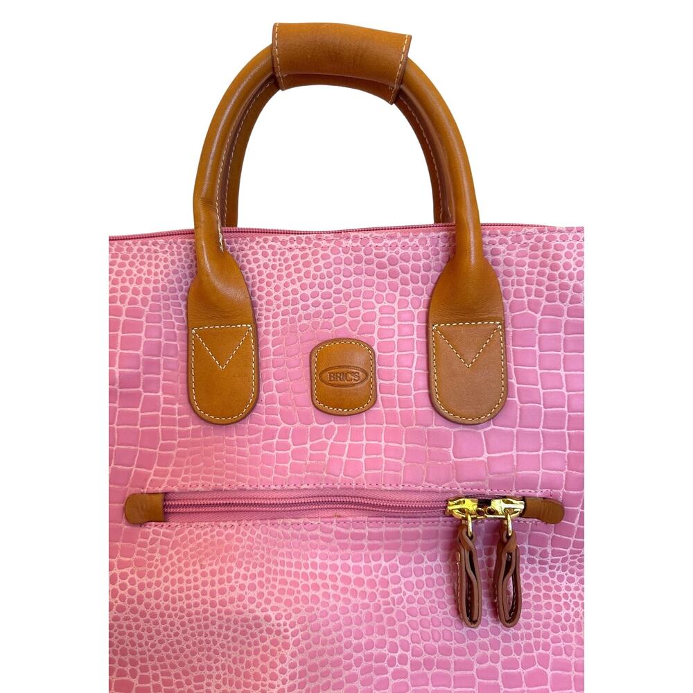 Brics Firenze 18" Travel Duffle Bag Pink Faux Snakeskin Cargo Tote Handbag - Picture 2 of 16